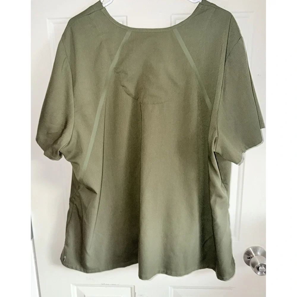 Grey's Anatomy Barco Impact Scrub Top 3XL Olive Green V Neck Stretch Pockets